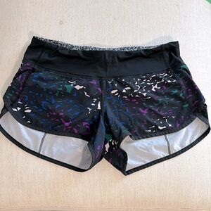 lululemon athletica Black with Purple and Blue Pattern Shorts
